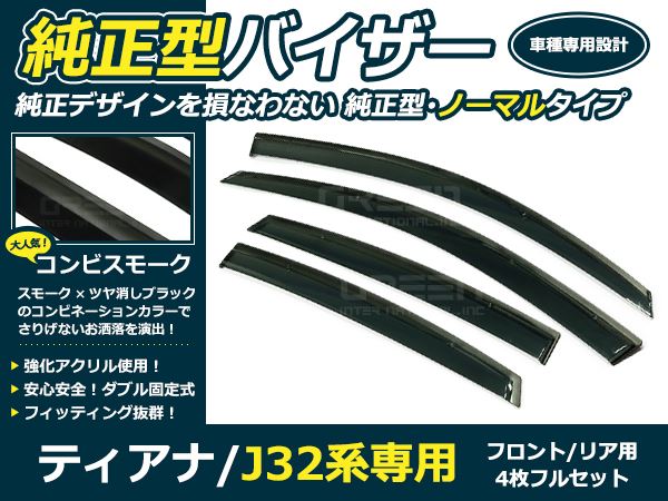 送料無料 サイドバイザー ドアバイザー ティアナ J32系 H20.6〜 日産 スモーク