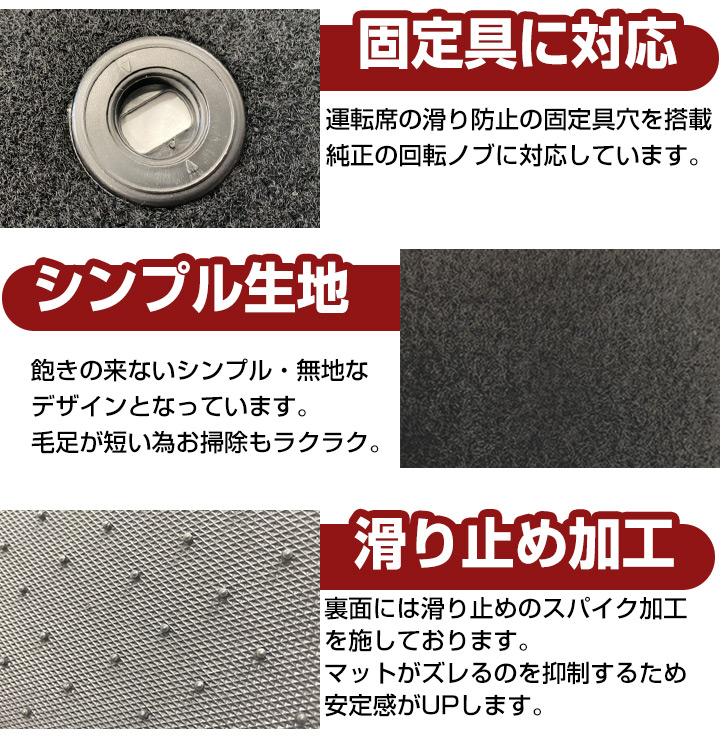 ライズ 専用設計 フロアマット R1.11-/A202A ハイブリッド車 全席 対応 黒 ブラック 無地 シンプル ぴったり ヒールパッド 留め具穴 関連画像5