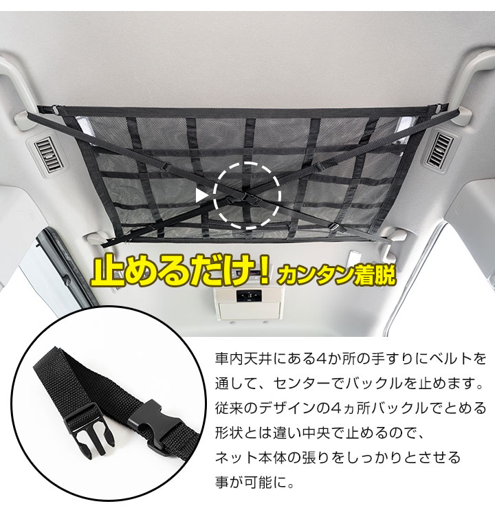 アルファード 30系 ルーフネット カールーフネット カーゴネット ラゲッジネット 収納 天井 車内収納 車中泊 車載 後付け収納 デッドスペース ミニバン 荷物 関連画像5