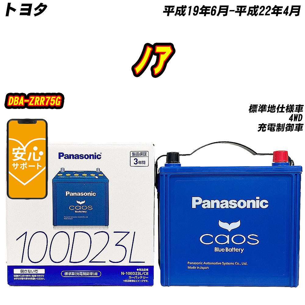 バッテリー パナソニック 100D23L トヨタ ノア DBA-ZRR75G H19/6-H22/4 N-100D23L/C8【H04006】 | カオス