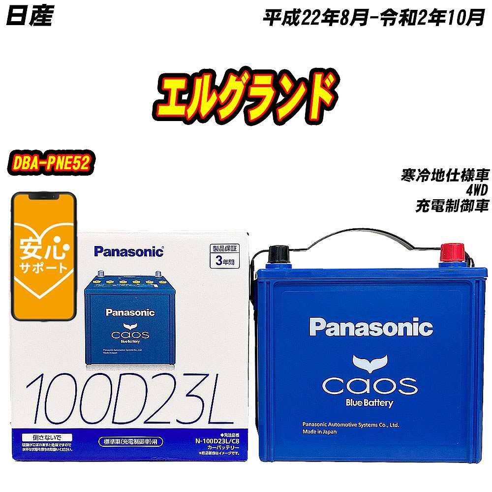 バッテリー パナソニック 100D23L 日産 エルグランド DBA-PNE52 H22/8-R2/10 N-100D23L/C8【H04006】｜fpj-mat