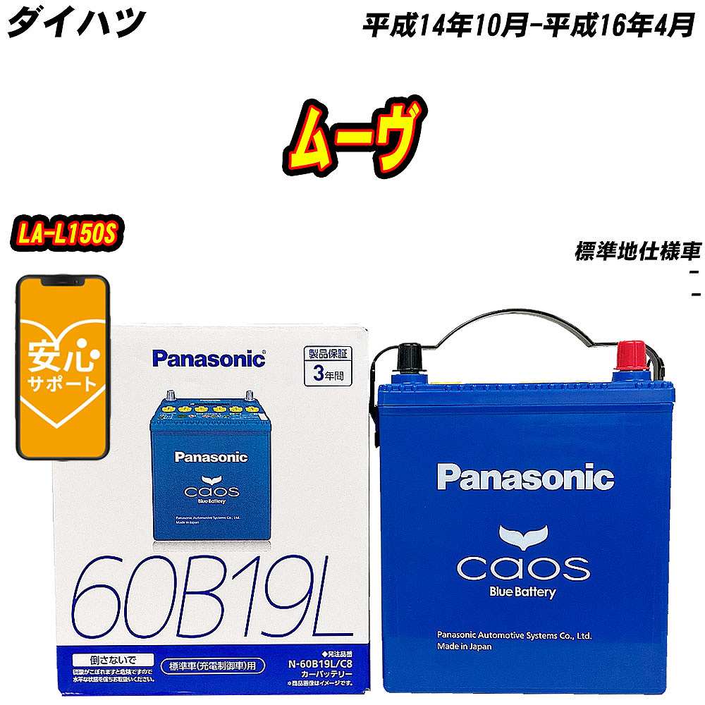 バッテリー パナソニック 60B19L ダイハツ ムーヴ LA-L150S H14/10-H16/4 N-60B19L/C8【H04006】｜fpj-mat