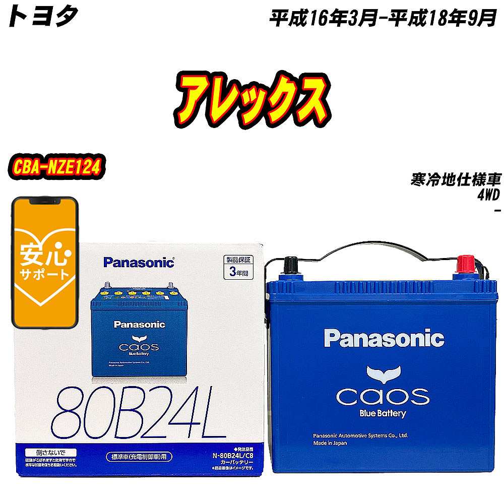 バッテリー パナソニック 80B24L トヨタ アレックス CBA NZE124 H16/3 H18/9 【H04006】 :mbtpn80b24lc8 187:Car Hit.