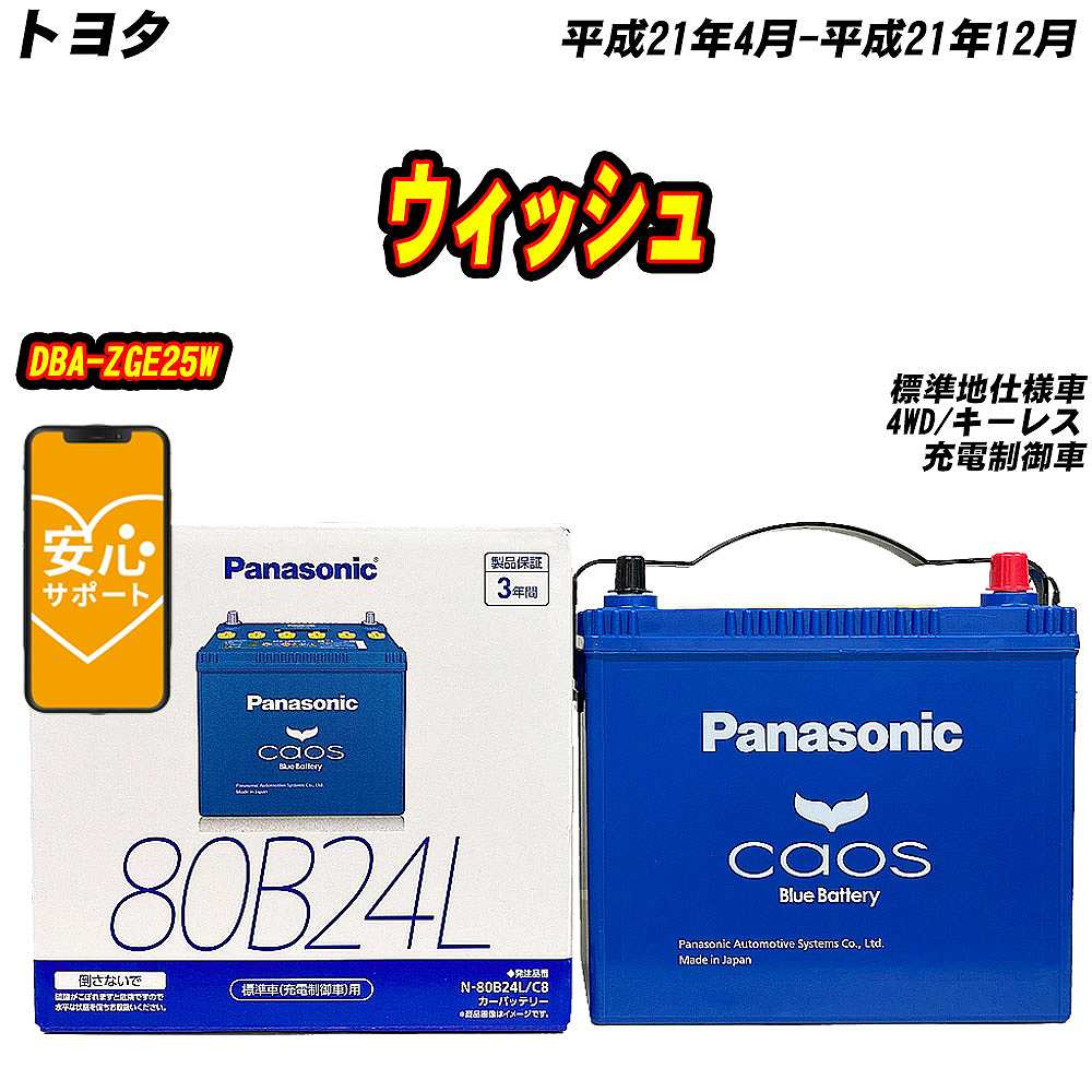 バッテリー パナソニック 80B24L トヨタ ウィッシュ DBA ZGE25W H21/4 H21/12 【H04006】 :mbtpn80b24lc8 207:Car Hit.