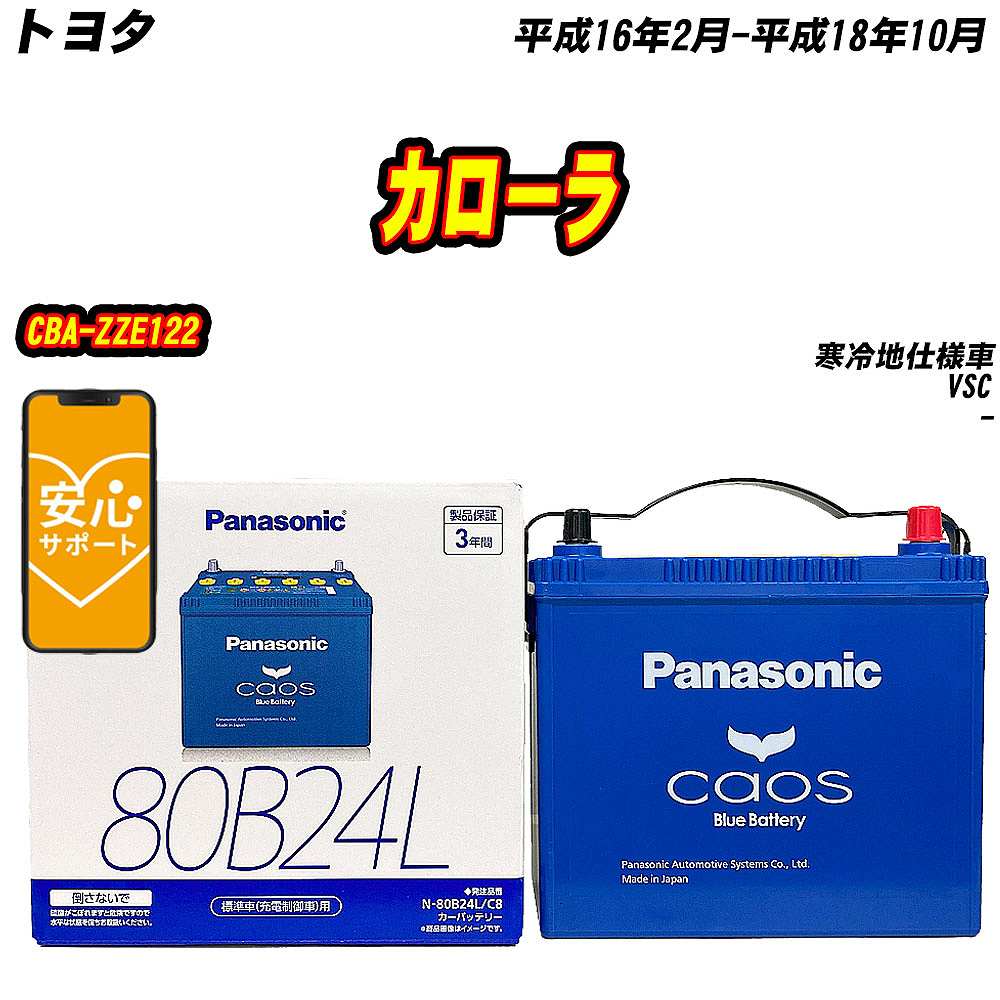 バッテリー パナソニック 80B24L トヨタ カローラ CBA ZZE122 H16/2 H18/10 【H04006】 :mbtpn80b24lc8 315:Car Hit.