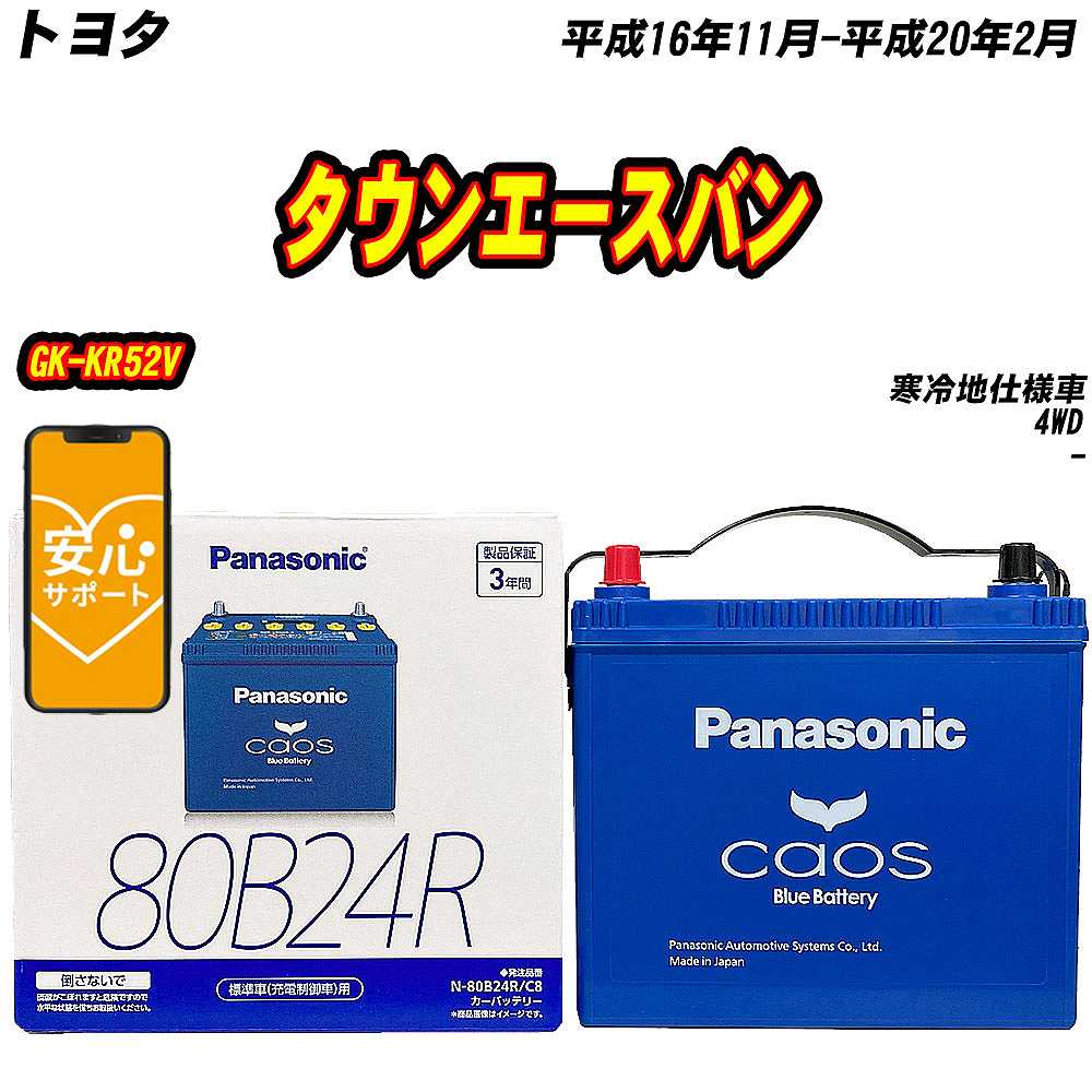 バッテリー パナソニック 80B24R トヨタ タウンエースバン GK KR52V H16/11 H20/2 【H04006】 :mbtpn80b24rc8 255:Car Hit.