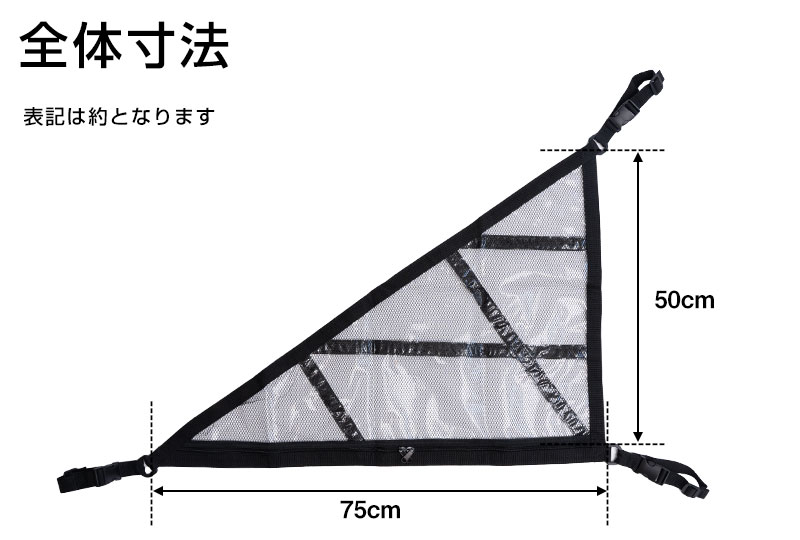 【 天井スペースを有効活用！】 三角型ルーフネット カールーフネット カーゴネット 荷物 収納 天井 車内収納 車中泊 車載 後付け収納 軽自動車 ミニバン |  | 05