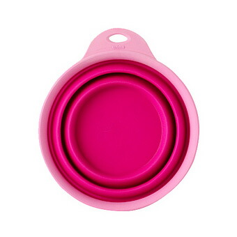 ペット 犬 散歩 携帯用 水 折りたたみボウル 皿 Popware ポップウェア ぺたんこボウル Lサイズ ピンク