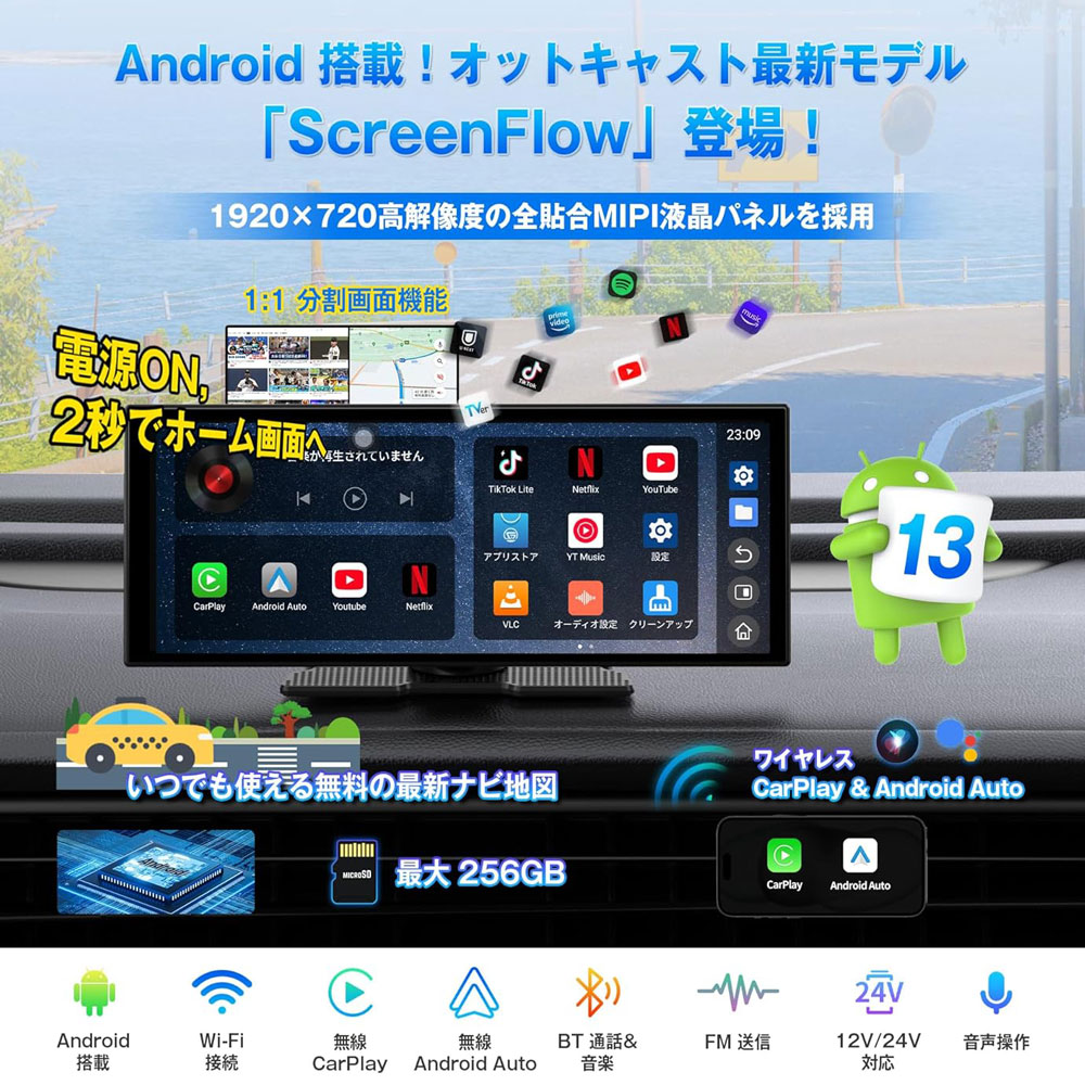 プレゼント付！正規販売店 Ottocast ScreenFlow [ N95-3528T88-T1140