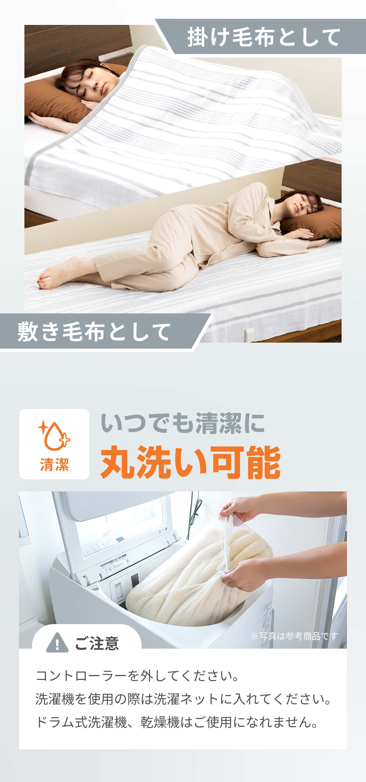化繊素材電気しき毛布 約120×60cm