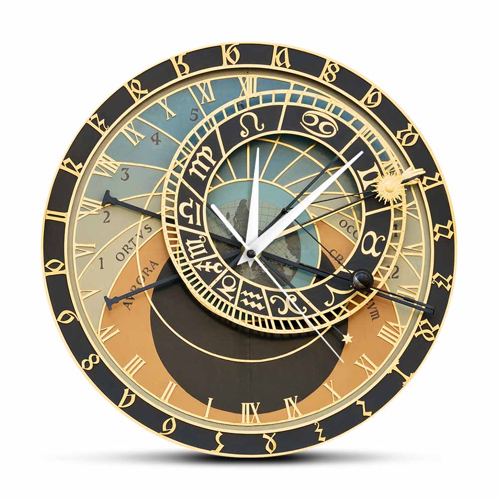 Czech-寝室の壁時計、市松模様の時計、天文印刷、天文学、ギフト用｜freakout｜02