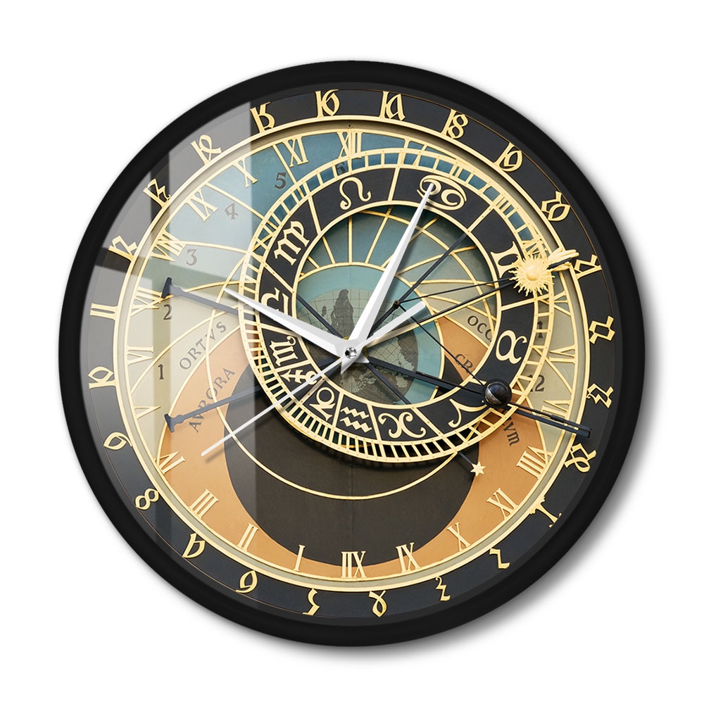 Czech-寝室の壁時計、市松模様の時計、天文印刷、天文学、ギフト用｜freakout｜03