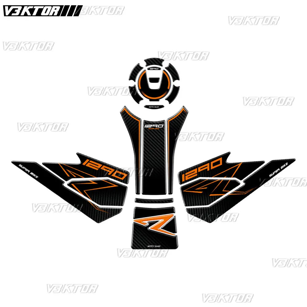 【並行輸入品】3Dレジンバイクタンクパッドステッカー 自動二輪車燃え種貯蔵タンク防御することデ長い巻き毛 1290スーパーデュークR 公爵1290 2020-2023 2022 2021 相応う