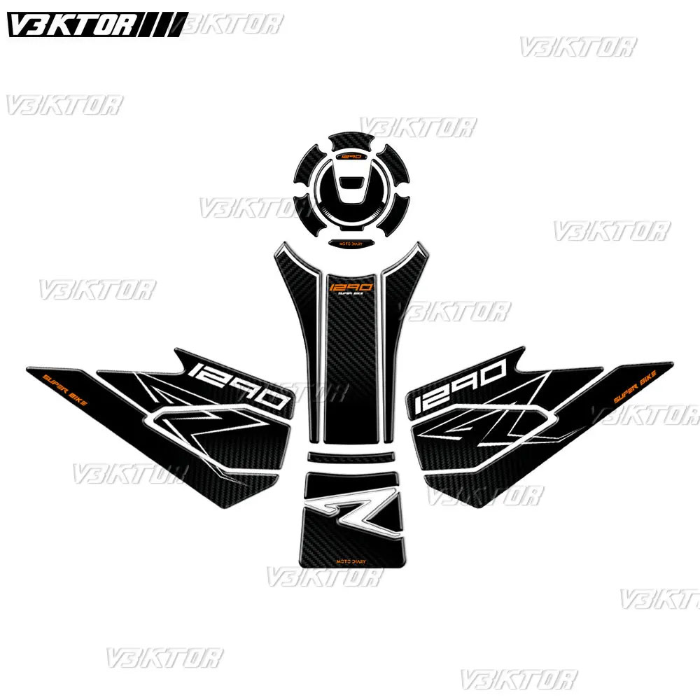 【並行輸入品】3Dレジンバイクタンクパッドステッカー 自動二輪車燃え種貯蔵タンク防御することデ長い巻き毛 1290スーパーデュークR 公爵1290 2020-2023 2022 2021 相応う