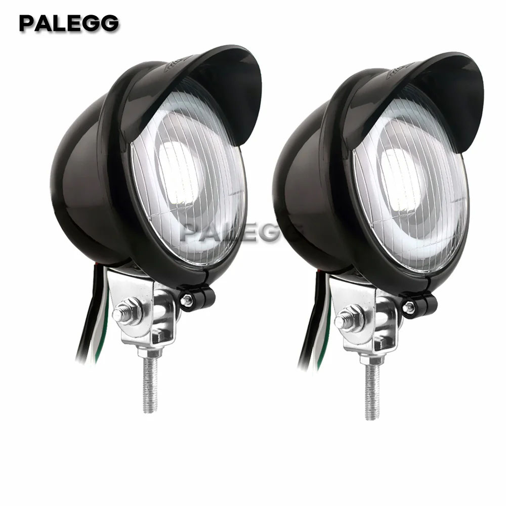 【並行輸入品】自動二輪車  LED フロントヘッドライトカフェレーサースポットフォグライトエンジェルアイハーレーボバーチョッパークルーザーツーリングカスタム