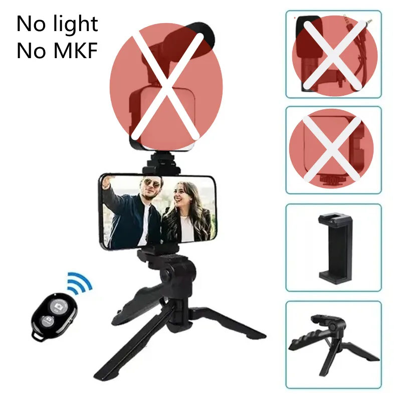 並行輸入品】スマホVlogキット 三脚付きスマホホルダー ミニマイク LED
