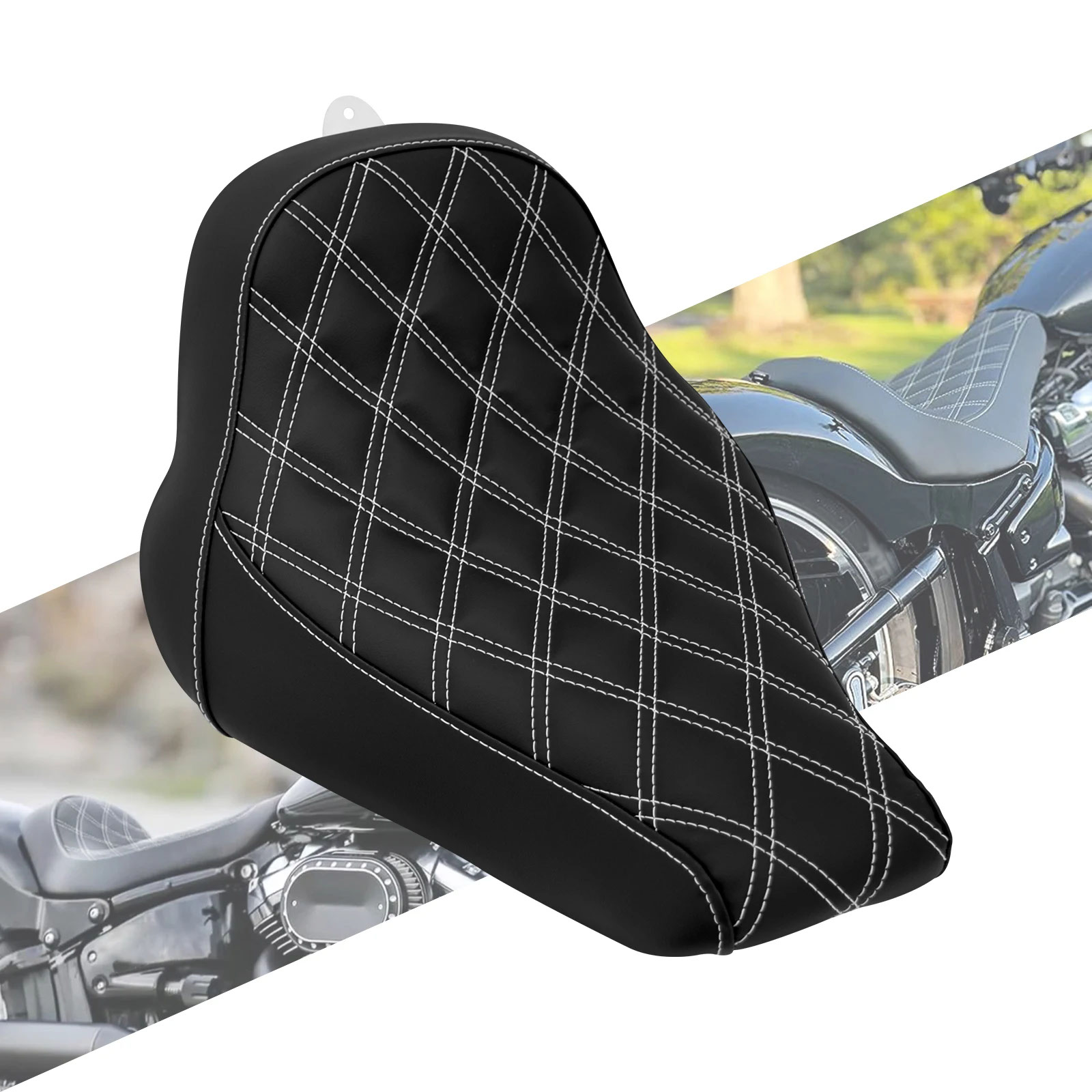 ハーレー　ソフテイルバイク用 シングルシート ダイヤモンドステッチ　flstf 並行輸入品】バイク運転手用ソロシート ロープロファイル レザー