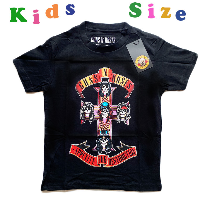 GUNS N' ROSES ガンズ・アンド・ローゼス ロゴ キッズTシャツ 子供服 Tシャツ ロックTシャツバンドTシャツ 3歳 5歳 7歳 8歳  10歳