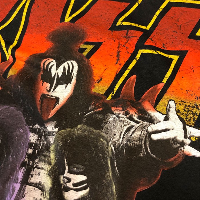 KISS キッス Tシャツ ネオン メンバー ロック ブラック バンドT