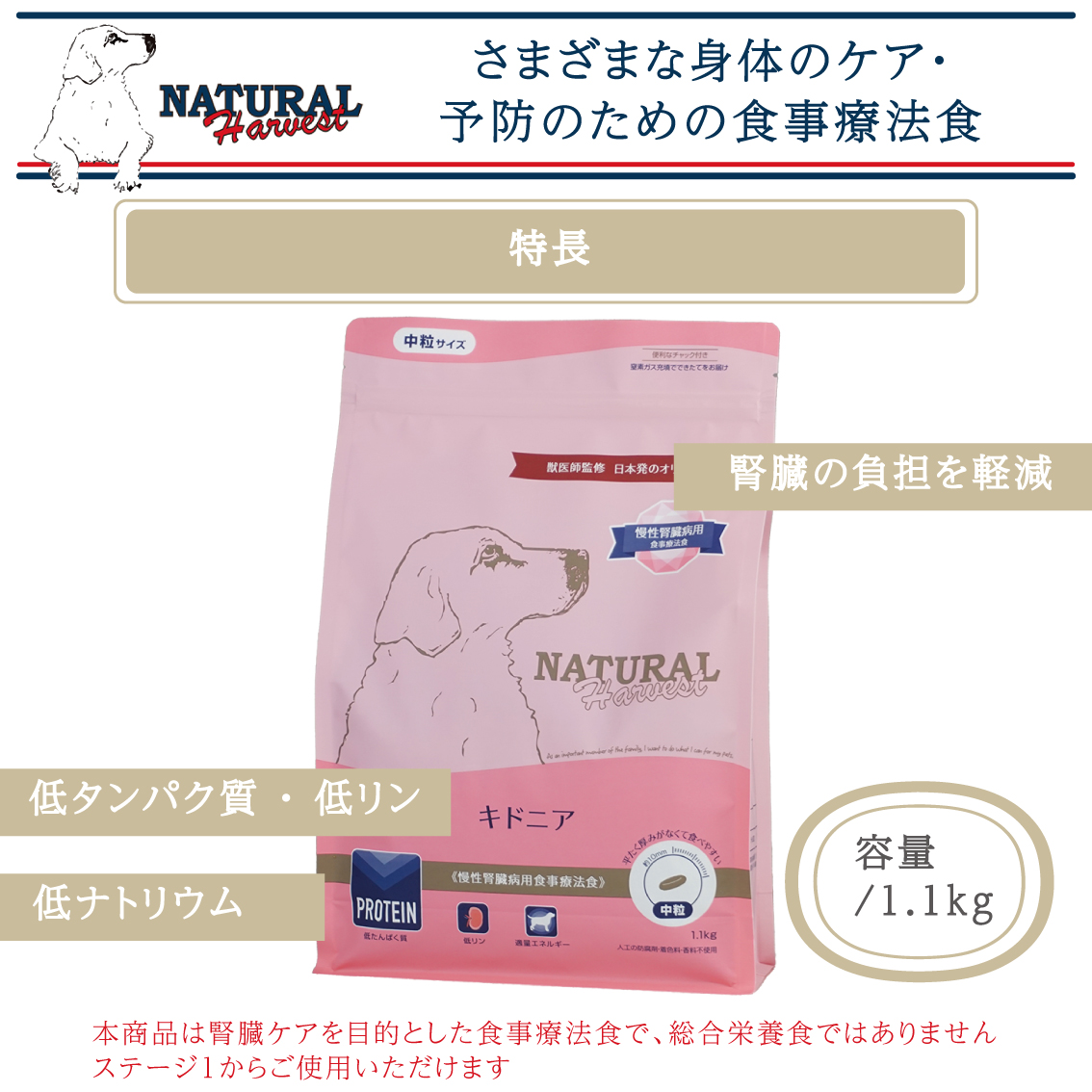 ナチュラルハーベスト キドニア 腎臓ケア ドッグフード 犬