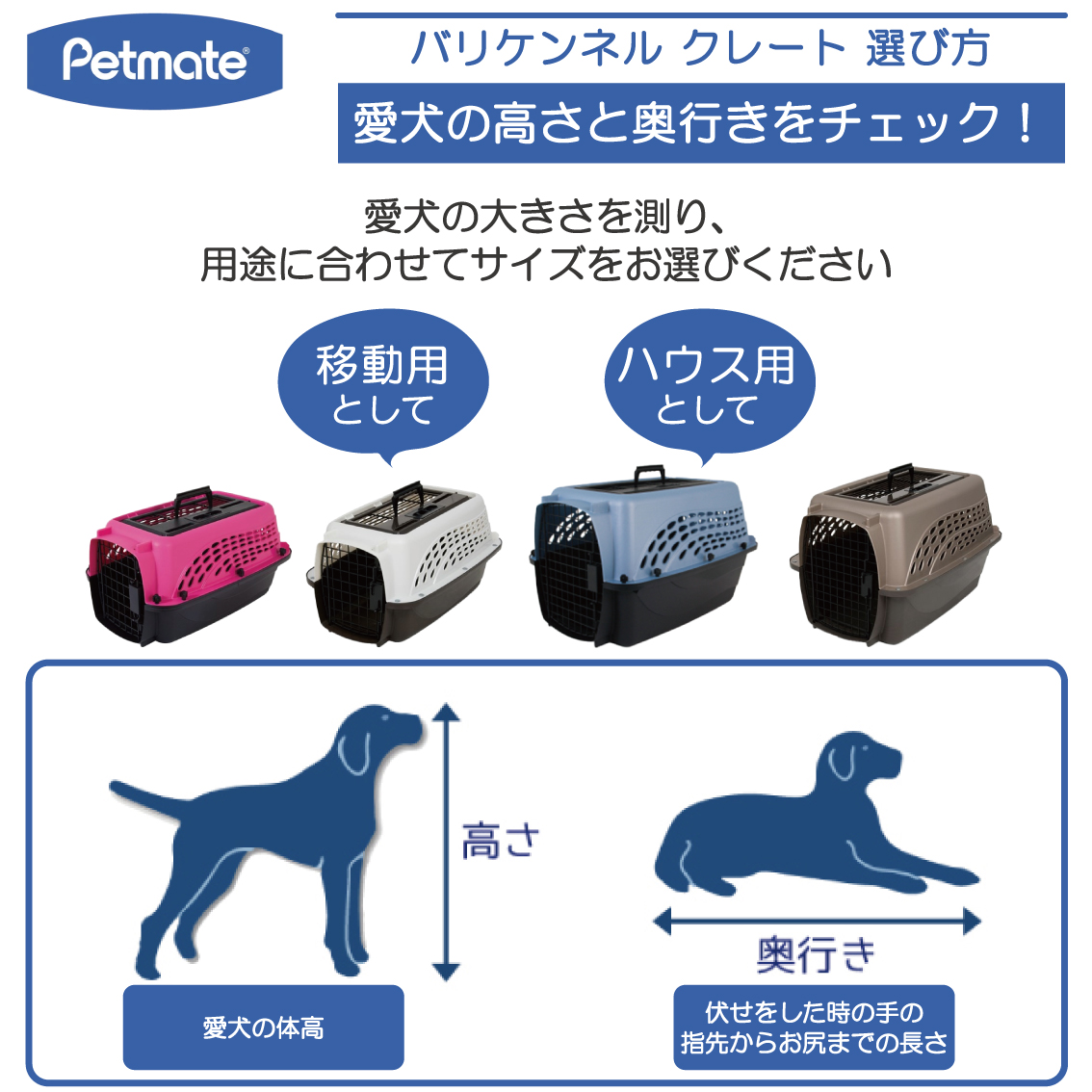 バリケンネル キャリー クレート ダブルドア 小型犬 猫 お出かけ 飛行機 災害時 IATA ペットメイト 2ドアバリケンネル SMサイズ  パールタン/コーヒー