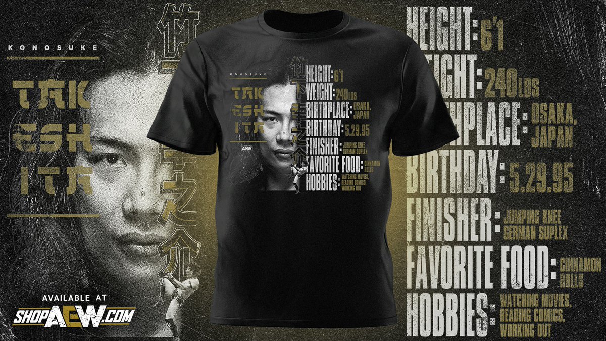 竹下幸之介 AEW Tシャツ「AEW KONOSUKE TAKESHITA The Alpha