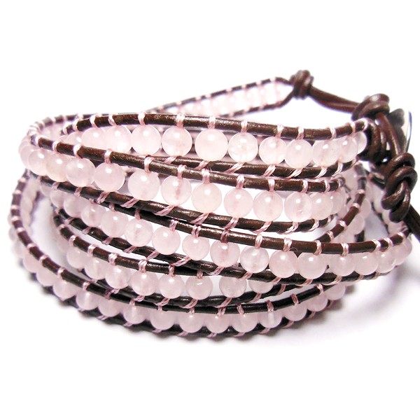 5連 多重巻 ラップブレス パワーストーン 天然石 本革 ブレスレット 全