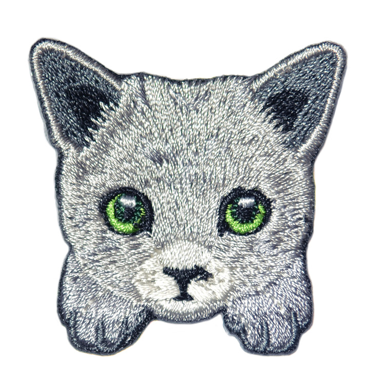 シールワッペン 猫型 -s-01 刺繍 パッチ 12種類 シール・アイロン接着