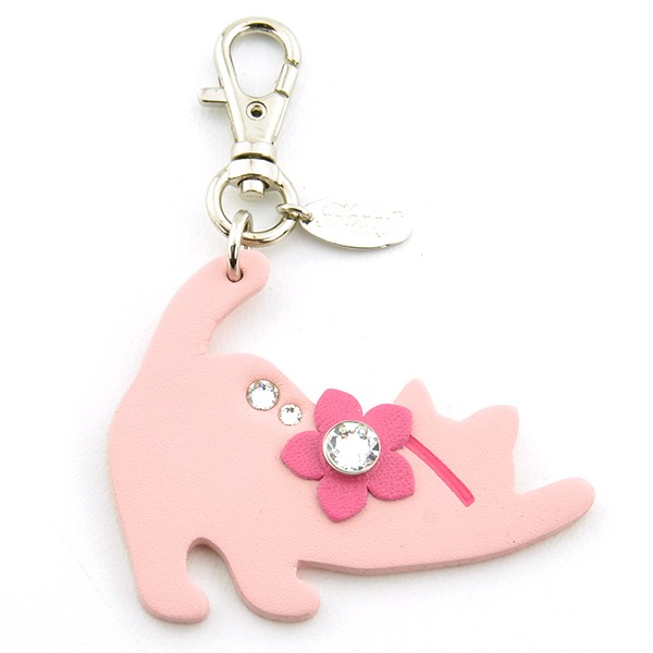スワロフスキー　大きい白猫　革　チャーム 楽天市場】Happy ブラウン ねこ ピンク 肉球が 上品 イニシャル