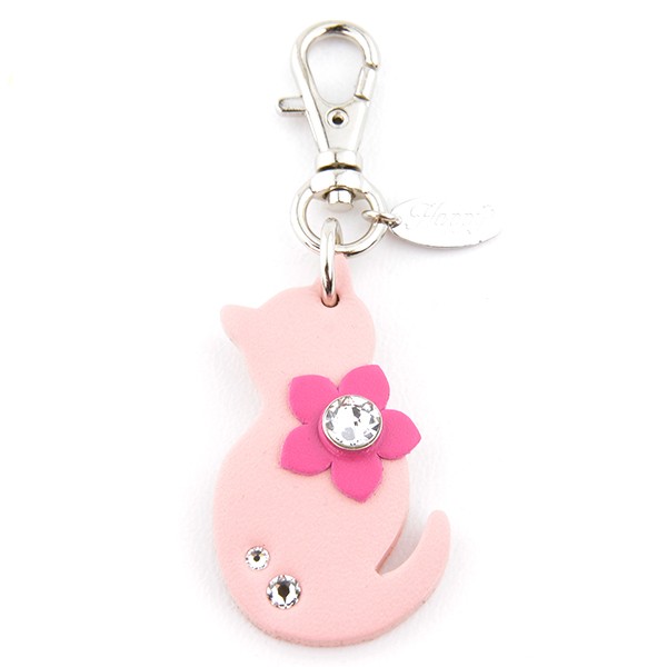 チビねこチャーム 牛本革 スワロフスキー付き Happy 全5色