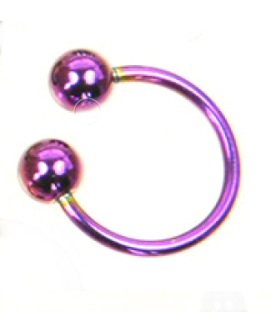 サーキュラーバーベル カラー 16G(1.2mm) ボール キャッチ 黒 ピンク