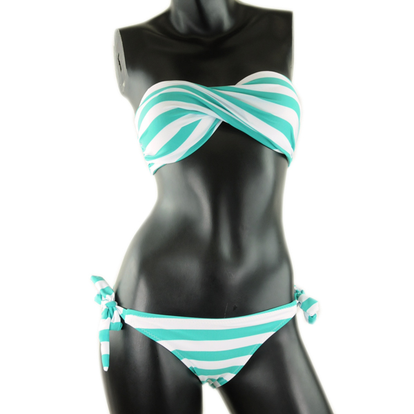 チューブトップ パッド付 ビキニ 水着 ボーダー柄 ストライプ 05