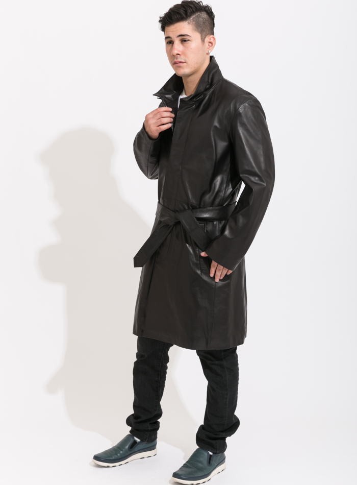 フリーダムレザー 革ジャン ラムレザー スタンドカラーセミロング