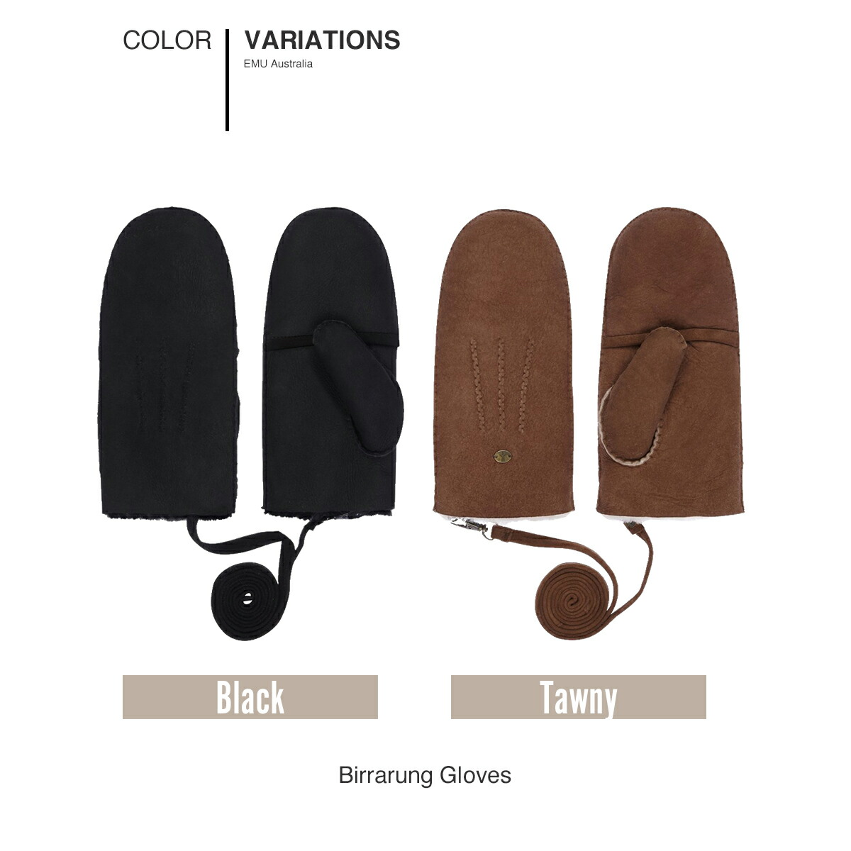 手袋 レディース 本革 ファー レザー ミトン EMU エミュー ムートン