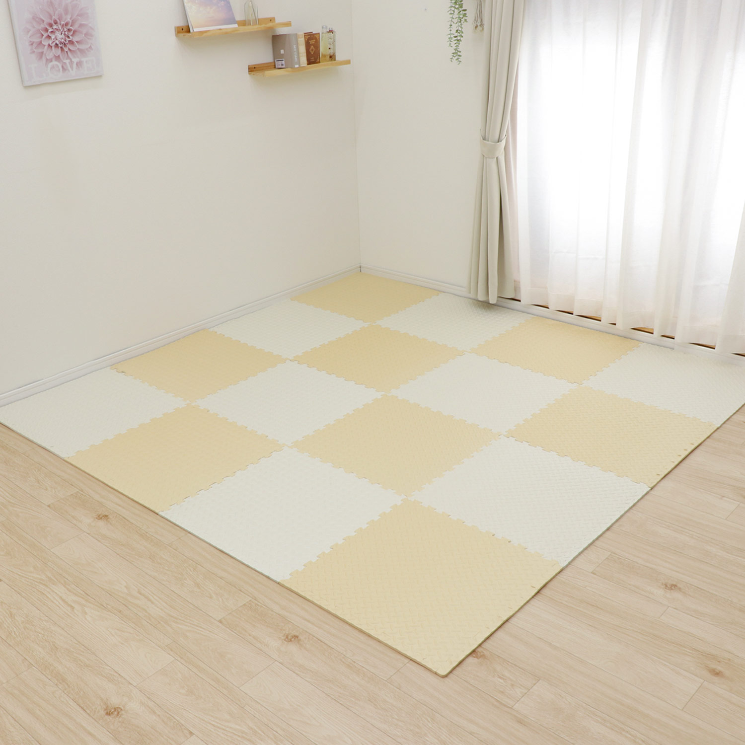【新品未使用】ジョイントマット 厚さ2cm 3畳分 抗菌防臭 フリーリー ジョイントマット 3畳 16枚 抗菌 防ダニ 耐熱 撥水