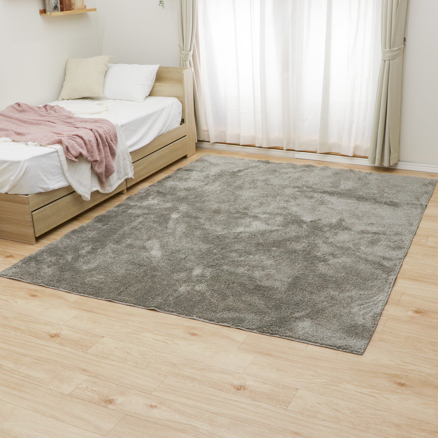 【色: 絞り染めグレー】フリーリー シャギーラグ ラグ カーペット 200×20 フリーリー シャギーラグ 直径200cm ふわふわ 毛足25mm おしゃれ