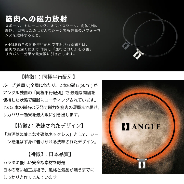 定価¥24970 新品‼︎ANGLE 同極並行配列 ネックレス ブラック ゴールド 定価¥24970 新品‼︎ANGLE 同極並行配列 ネックレス ブラック ゴールド