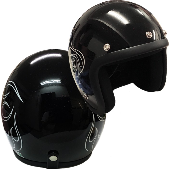 BUNBUN4649 ラメデザインジェットヘルメット ブラック SG規格 