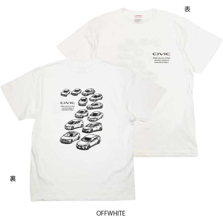 ゆうパケット対応1個迄 HONDA CIVIC HISTORY 5.6oz コットンTシャツ