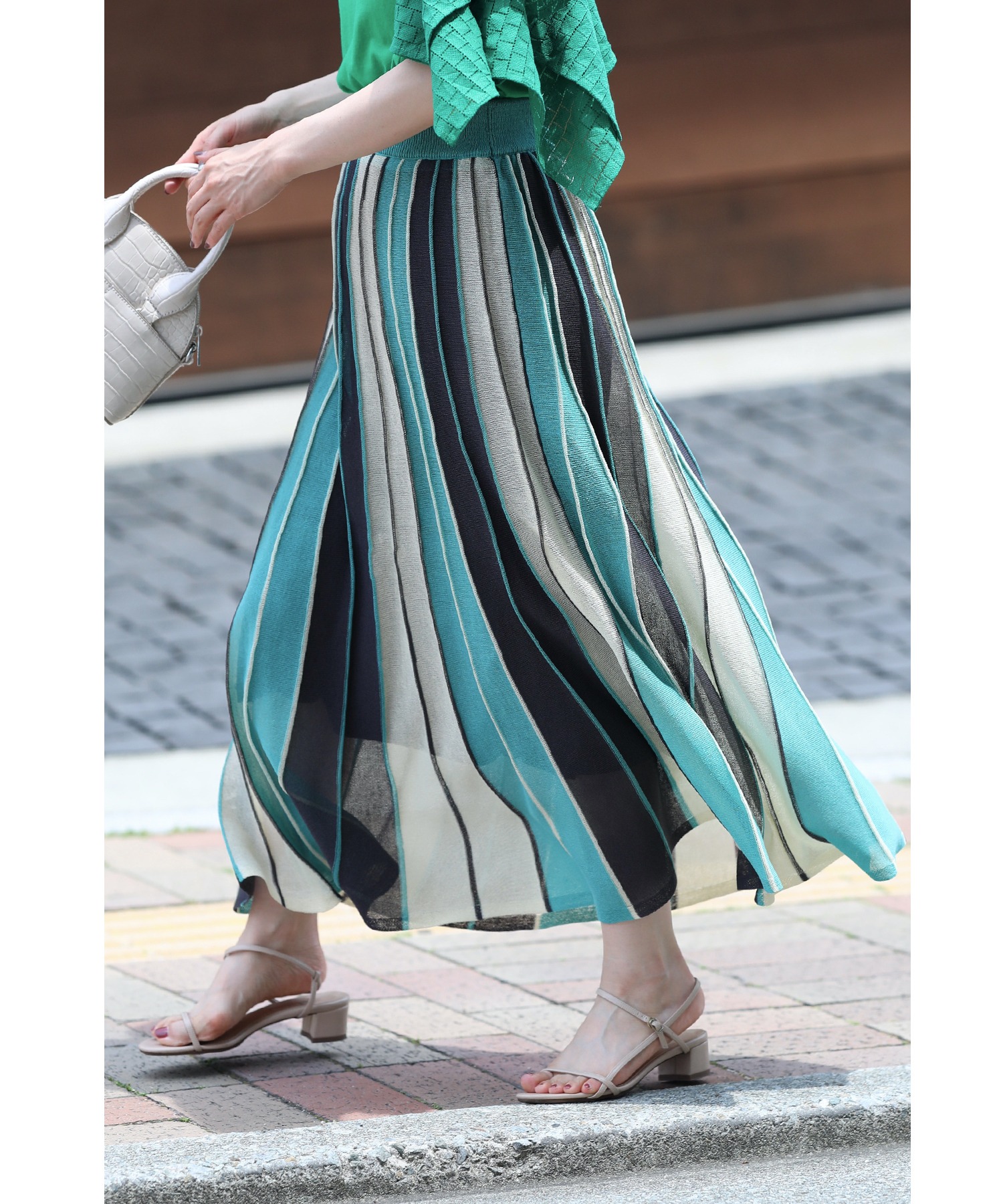 cawaii Sから3L対応 夏に映える配色 涼みストライプスカート｜french-pave｜02