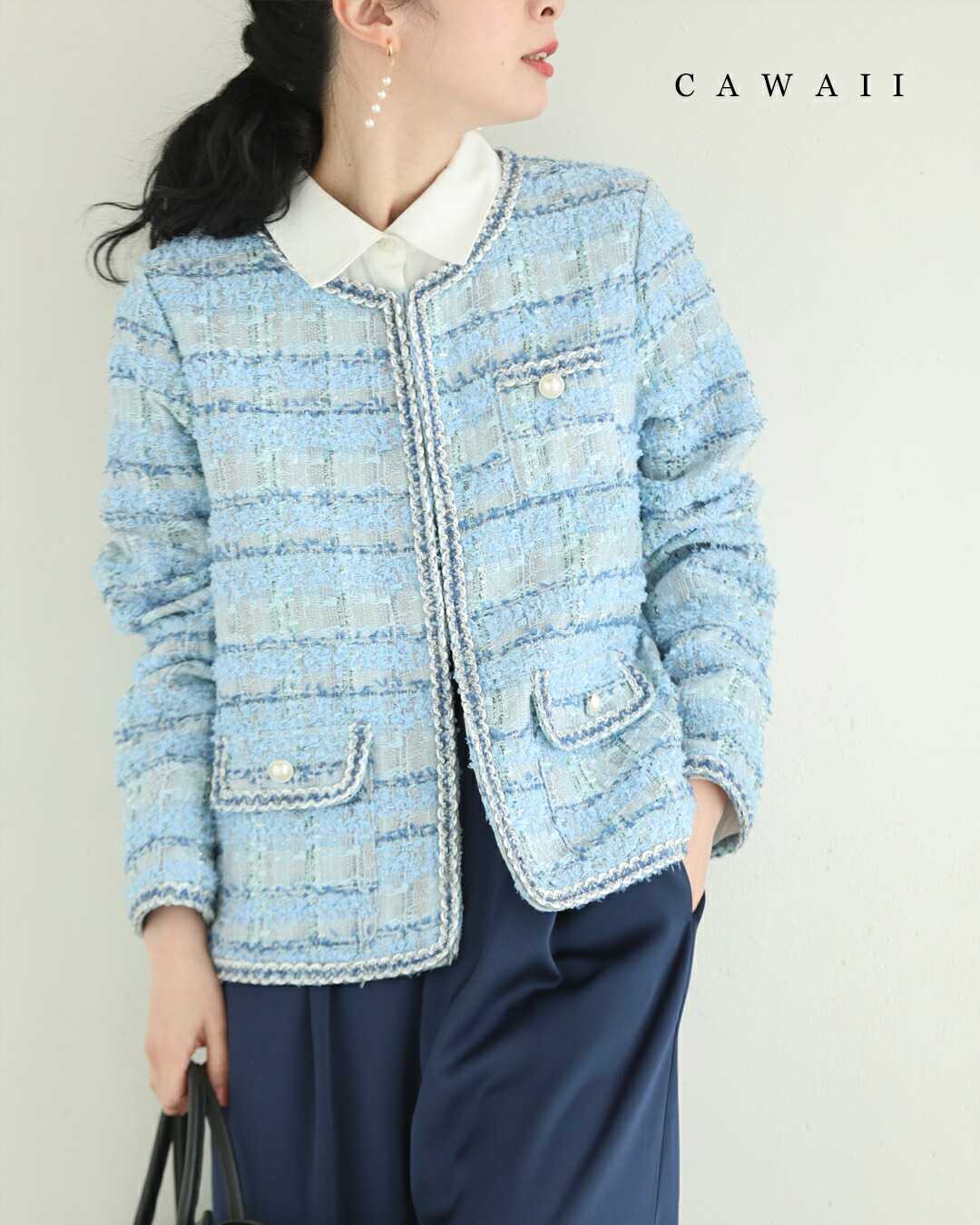 『おこわ』diagram『新品、未使用』　 ツイードジャケット✨ 23区｜【滝沢眞規子さん着用】GIOLICA ボタン ツイード ジャケット