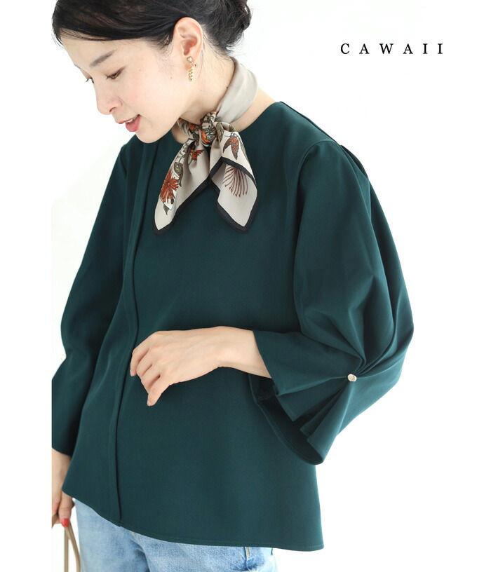 cawaii SからM対応 しなやかに美しいタック袖ブラウストップス