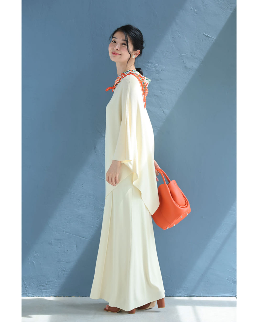 tシャツ スッキリIラインのサマーニットカットソーとスカート2点セット「set」 レディース Sから2L対応 スッキリIラインのサマーニットカットソーと