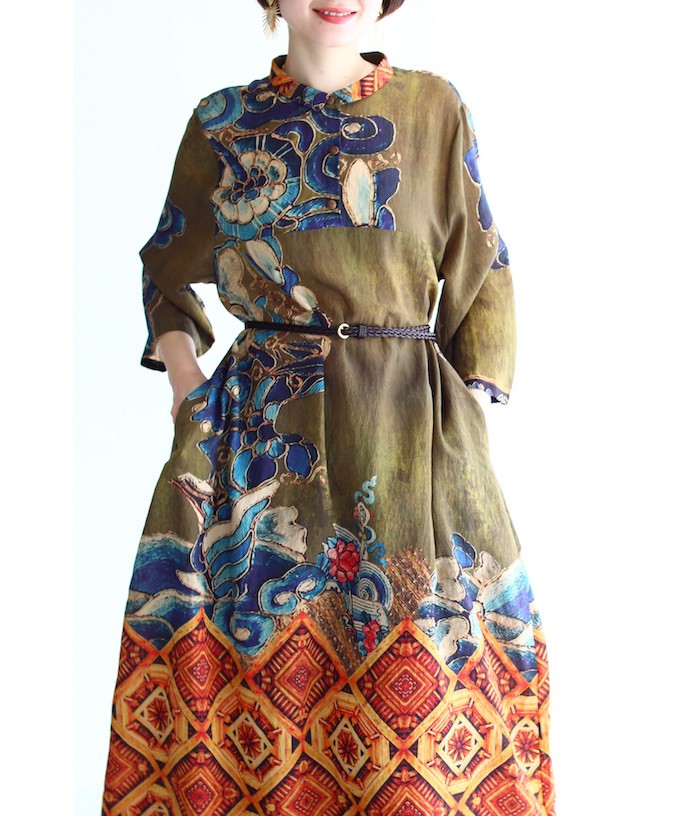 French Pave エキゾチックな柄が目を惹くロングワンピース Ml対応 Cawaii W French Pave 通販 Yahoo ショッピング