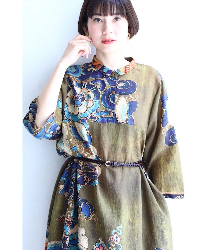 French Pave エキゾチックな柄が目を惹くロングワンピース Ml対応 Cawaii W French Pave 通販 Yahoo ショッピング