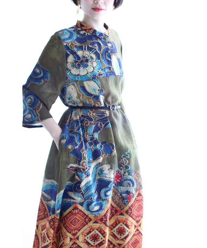 French Pave エキゾチックな柄が目を惹くロングワンピース Ml対応 Cawaii W French Pave 通販 Yahoo ショッピング