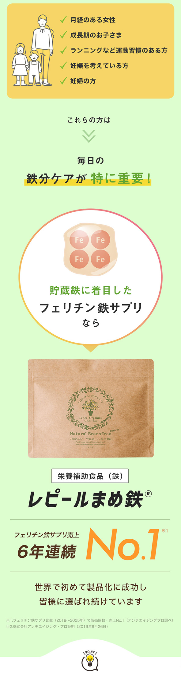 Lepeel Organics（レピールオーガニックス） フェリチン鉄 鉄分 サプリ