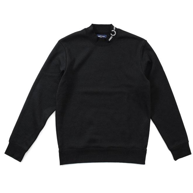 フレッドペリー ハイネック スウェットシャツ FRED PERRY M5548 メンズ Branded Collar Sweatshirt ブラック｜friends-y｜02