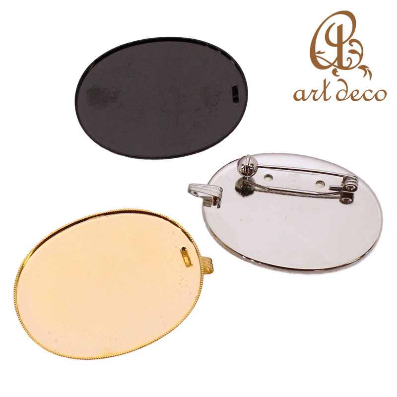 ブローチ コサージュ 楕円 2個 30mm×40mm アクセサリー パーツ ハンドメイド 材料 金具 装飾 空枠 カラワク