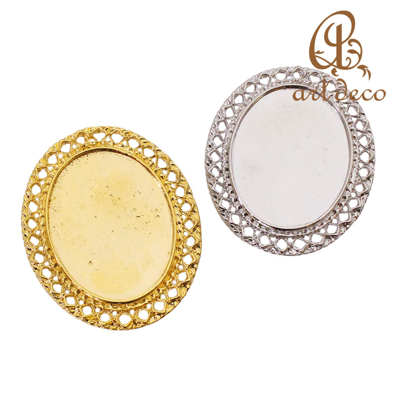 ブローチ コサージュ 楕円 1個 40mm×30mm アクセサリー パーツ ハンドメイド 材料 金具 装飾 空枠 カラワク